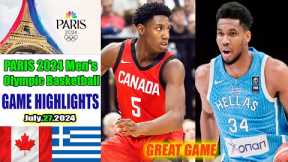 Canada Vs. Greece Full Highlights Today | Paris 2024 Men's Olympic Basketball